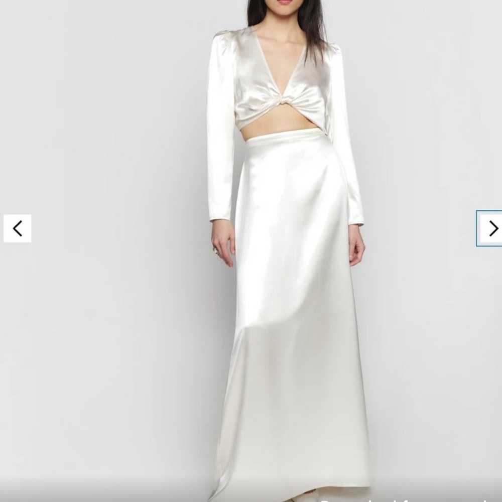 Reformation White Satin 2 piece set